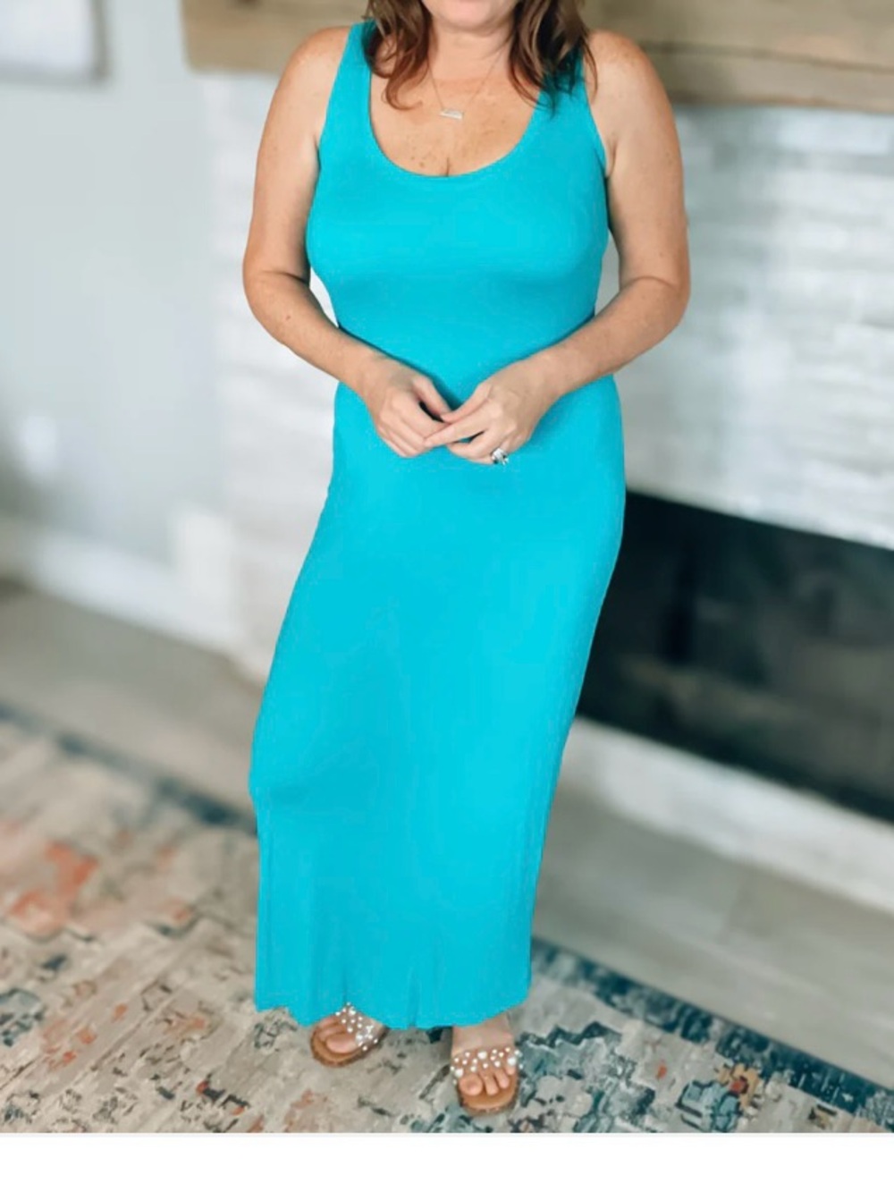 Tank Maxi Tank Dress in Turquoise